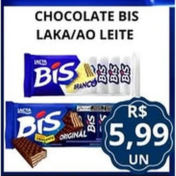 Recorte do encarte de Chocolate Bis Laka Lacta
