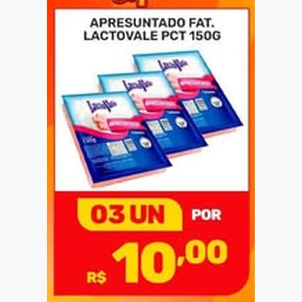 Recorte do encarte de Apresuntado Fatiado Lactovale 150 g