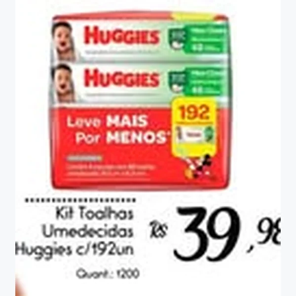 Recorte do encarte de Kit Toalhas Umedecidas Huggies 192 un