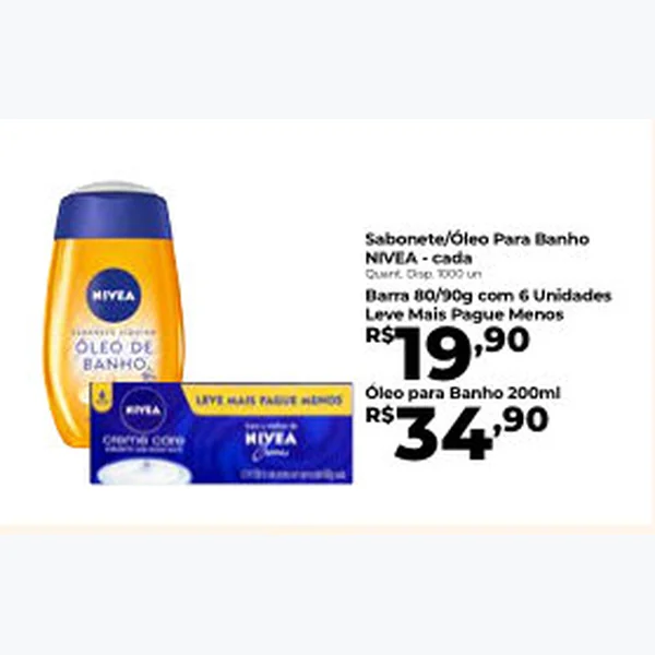 Recorte do encarte de Óleo para Banho NIVEA 200 ml