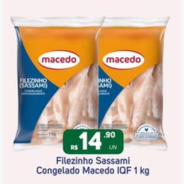 Recorte do encarte de Filézinho Sassami Congelado Iqf Macedo 1 kg