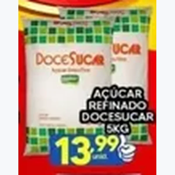 Recorte do encarte de Açúcar Refinado Docesucar 5 kg