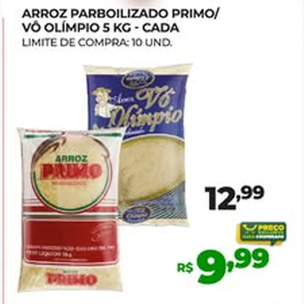Recorte do encarte de Arroz Parboilizado Primo 5 kg