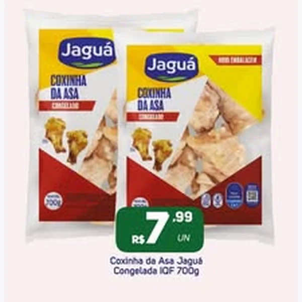 Recorte do encarte de Coxinha da Asa Congelada Iqf Jaguá 700 g