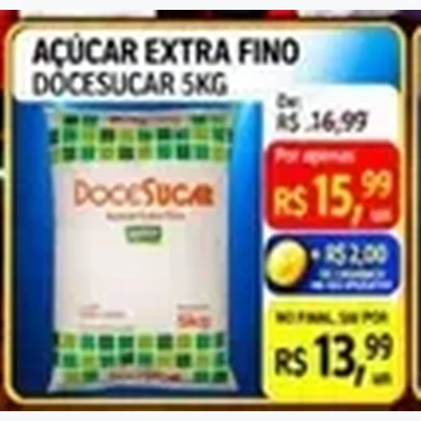 Açúcar Extra Fino Doceçúcar 5 kg