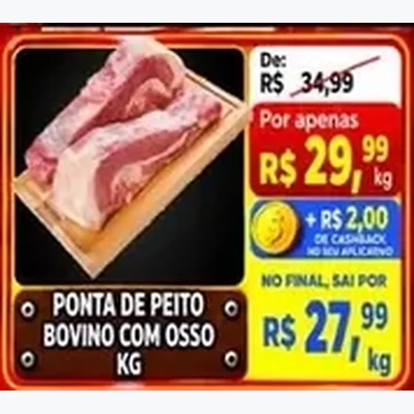 Recorte do encarte de Ponta de Peito Bovino com Osso