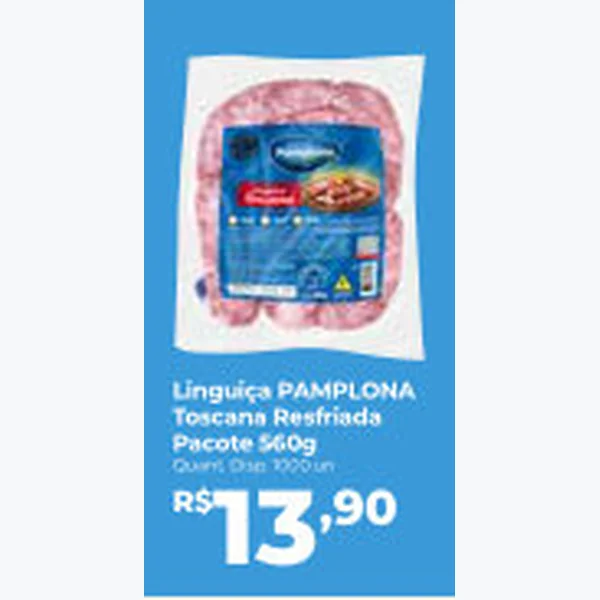 Recorte do encarte de Linguiça Toscana Resfriada PAMPLONA 560 g