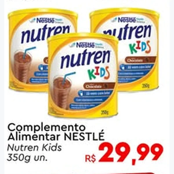 Recorte do encarte de Complemento Alimentar Nutren Kids Nestlé 350 g