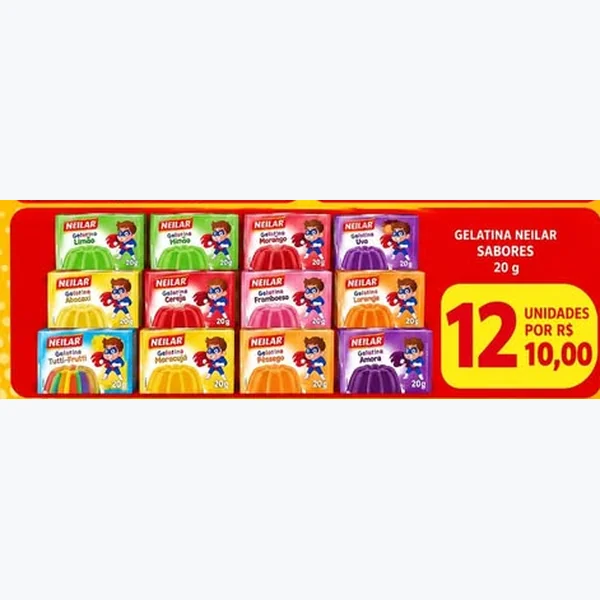 Recorte do encarte de Gelatina Sabores Neilar 20 g