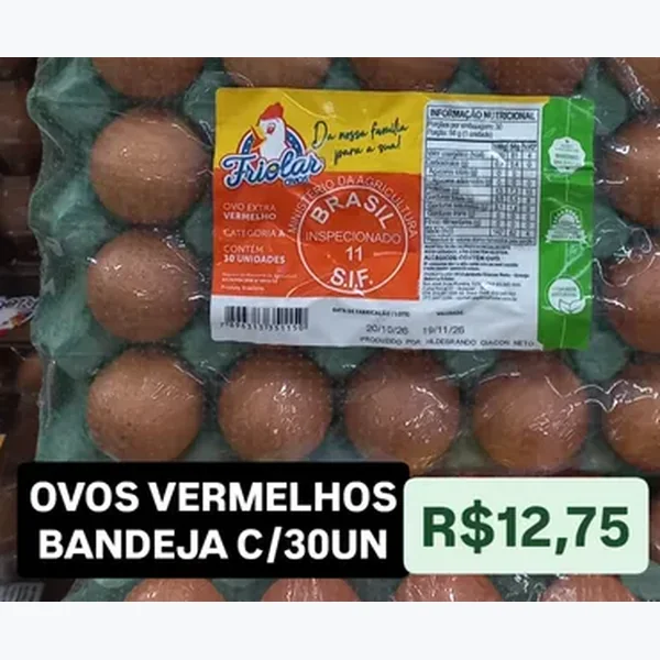 Ovos Vermelhos Friolar 30 un