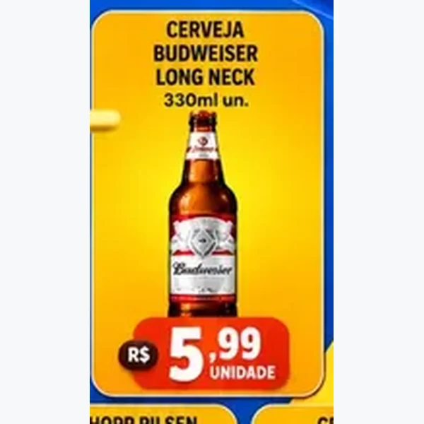 Recorte do encarte de Cerveja Long Neck Budweiser 330 ml