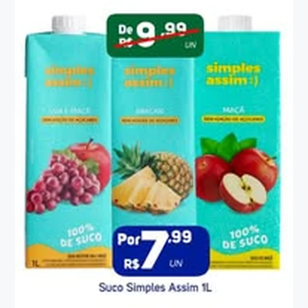 Recorte do encarte de Suco Uva e Maçã Simples Assim 1 L