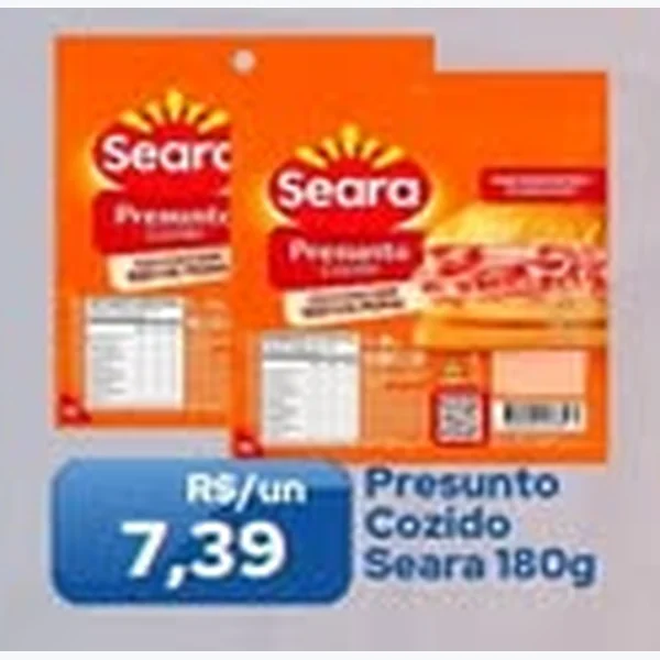 Recorte do encarte de Presunto Cozido Seara 180 g