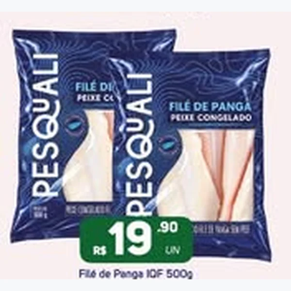 Recorte do encarte de Filé de Panga Congelado Iqf Pesquali 500 g