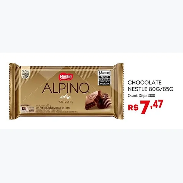 Recorte do encarte de Chocolate ao Leite Nestlé 80 g