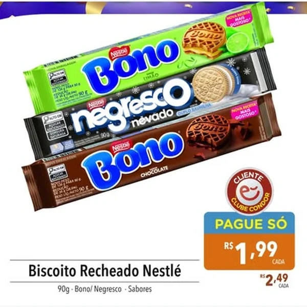 Recorte do encarte de Biscoito Recheado Bono Limão Nestlé 90 g