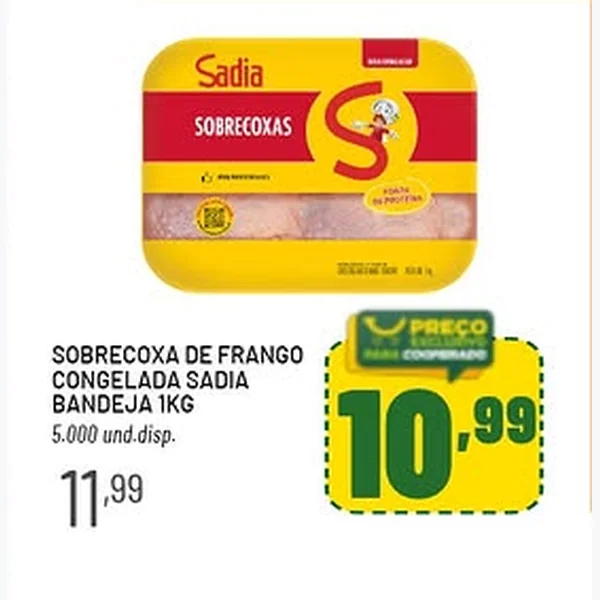 Recorte do encarte de Sobrecoxa de Frango Congelada Sadia 1 kg