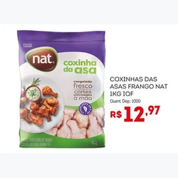 Recorte do encarte de Coxinha das Asas Frango Iqf Nat 1 kg