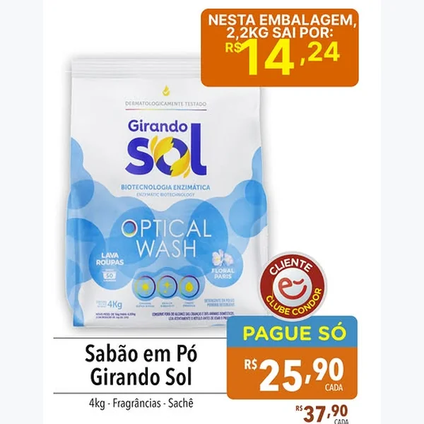 Sabão em Pó Girando Sol 4 kg