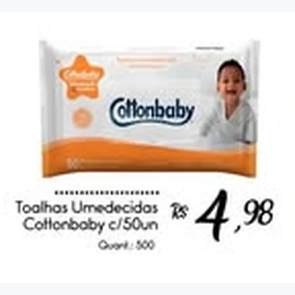 Recorte do encarte de Toalhas Umedecidas Cottonbaby 50 un