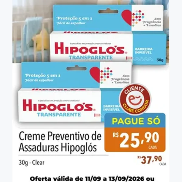 Recorte do encarte de Creme Preventivo de Assaduras Transparente Hipoglós 30 g