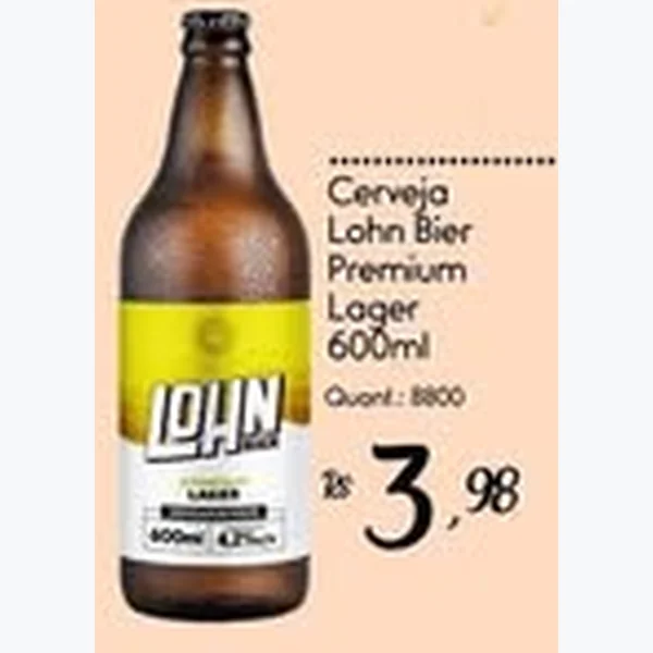 Recorte do encarte de Cerveja Premium Lager Lohn Bier 600 ml