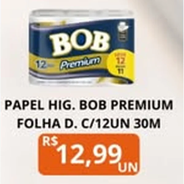 Papel Higiênico Premium Folha Dupla Bob 12 un × 30 un