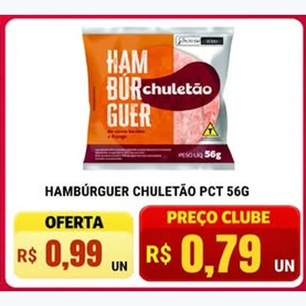 Recorte do encarte de Hambúrguer Chuletão 56 g
