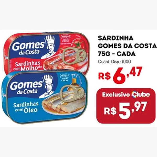 Recorte do encarte de Sardinha com Molho Gomes da Costa 75 g