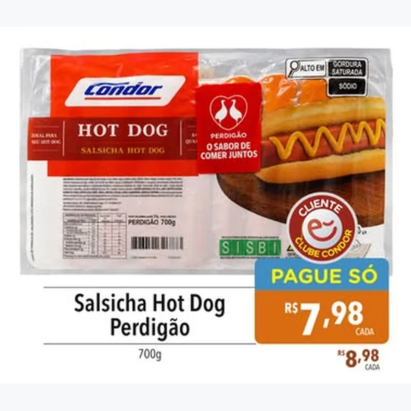 Recorte do encarte de Salsicha Hot Dog Perdigão 700 g