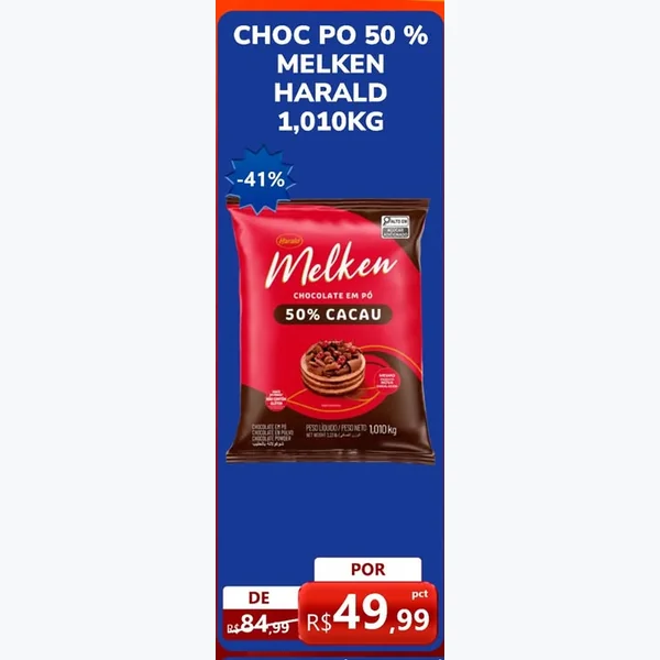 Recorte do encarte de Chocolate em Pó 50% Cacau Harald Melken 1,01 kg