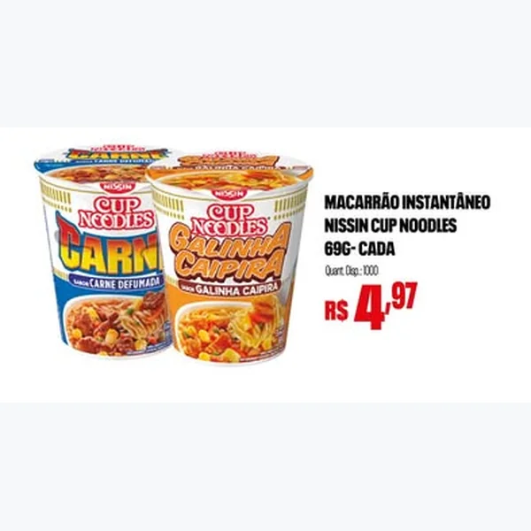 Recorte do encarte de Macarrão Instantâneo Carne Defumada Nissin 69 g