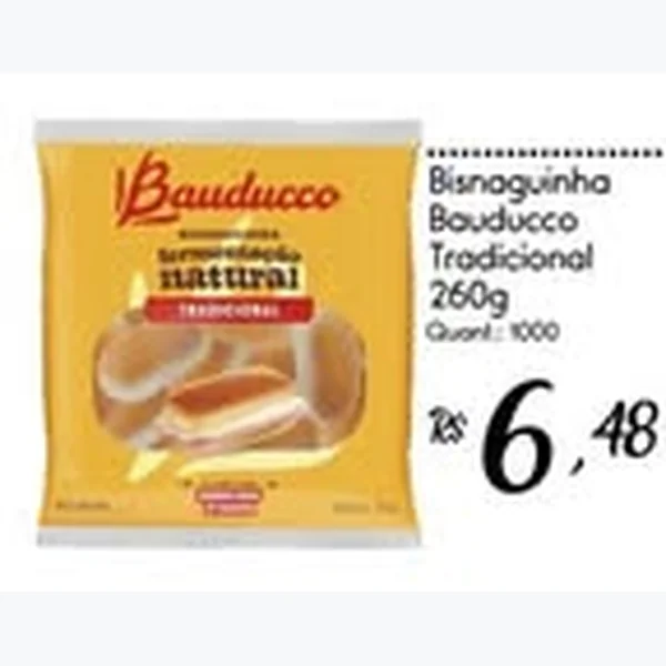 Recorte do encarte de Bisnaguinha Tradicional Bauducco 260 g