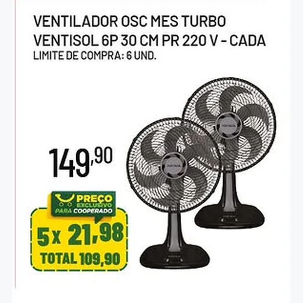 Recorte do encarte de Ventilador Oscilante Turbo Ventisol