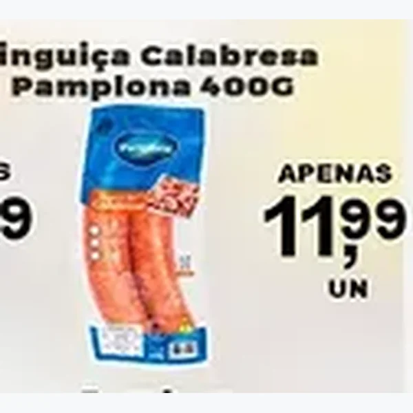 Recorte do encarte de Linguica Calabresa Pamplona 400 g