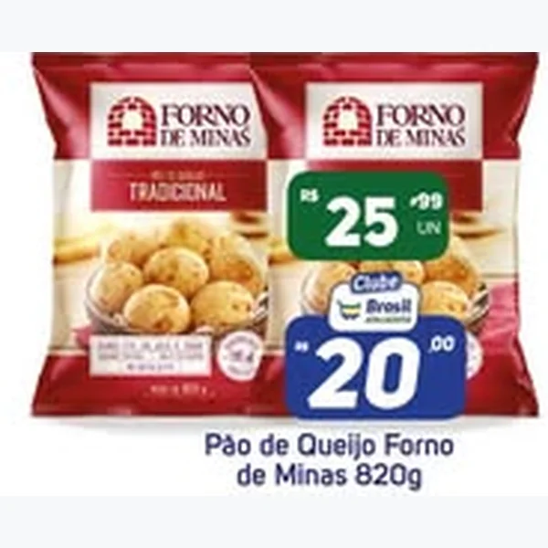 Recorte do encarte de Pão de Queijo Tradicional Forno de Minas 820 g