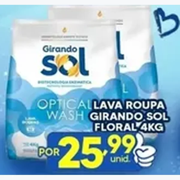 Recorte do encarte de Lava Roupa Optical Wash Floral Girando Sol 4 kg