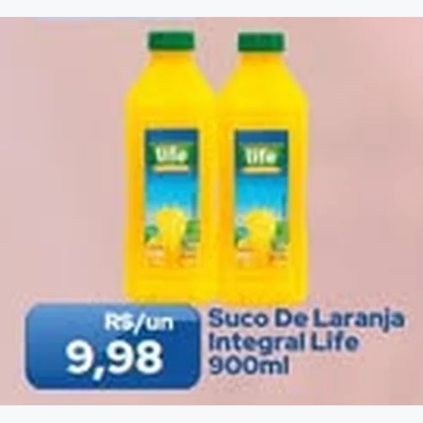 Recorte do encarte de Suco de Laranja Integral Life 900 ml