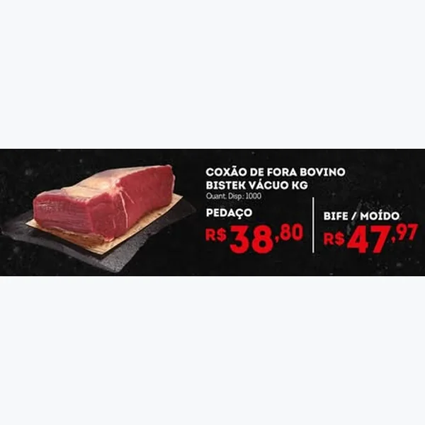 Recorte do encarte de Coxão de Fora Bovino Bife / Moído Vácuo Bistek