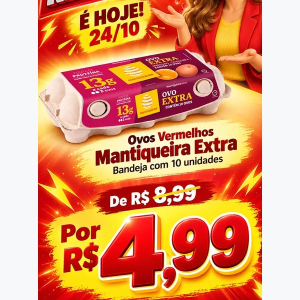 Recorte do encarte de Ovos Vermelhos Extra Mantiqueira 10 un
