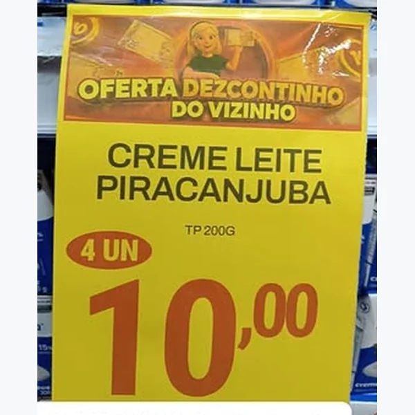 Recorte do encarte de Creme de Leite Piracanjuba 200 g