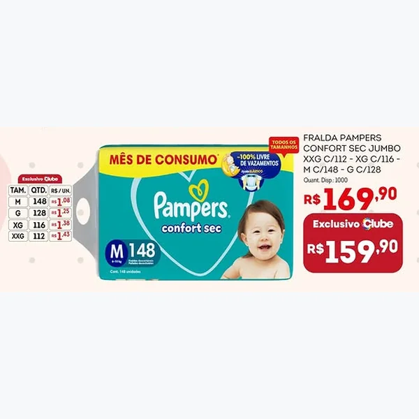 Fralda Confort Sec Jumbo Pampers