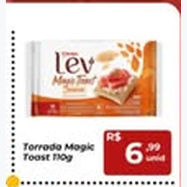 Recorte do encarte de Torrada Magic Toast Lev 110 g