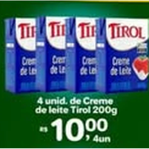 Recorte do encarte de Creme de Leite Tirol 200 g