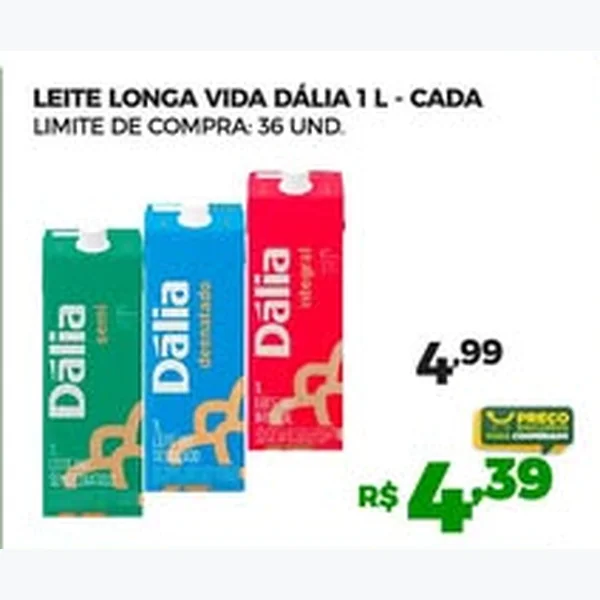 Leite Longa Vida Dália 1 L