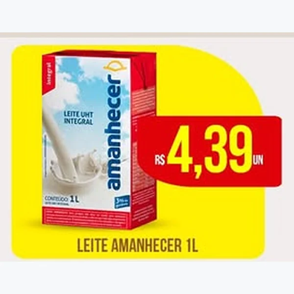 Recorte do encarte de Leite Uht Integral Amanhecer 1 L