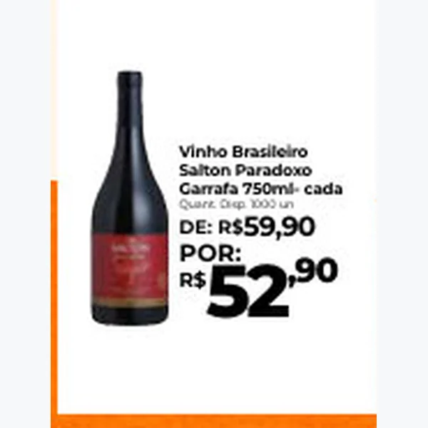 Recorte do encarte de Vinho Brasileiro Salton Paradoxo 750 ml