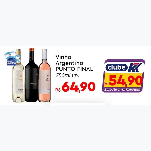 Recorte do encarte de Vinho Argentino PUNTO FINAL 750 ml