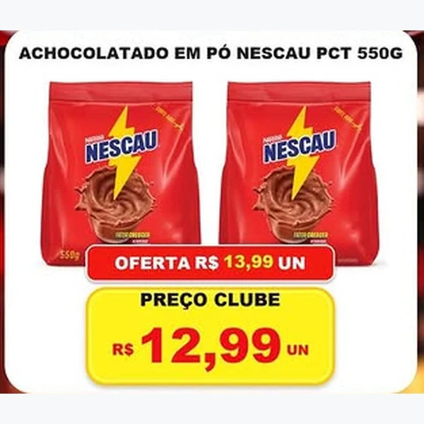 Recorte do encarte de Achocolatado em Pó Nescau 550 g