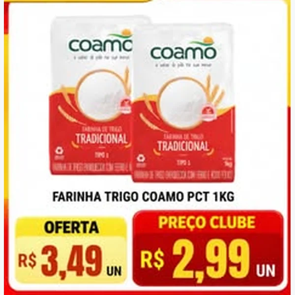 Recorte do encarte de Farinha de Trigo Tradicional Coamo 1 kg